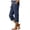 Navy, variant on Capris Pants for Women, Titcea Elastic Waisted Drawstring Solid Color Straight Linen Pants Summer Casual Capris with Pockets