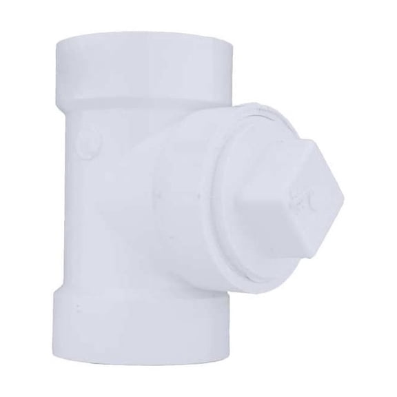 PVC Cleanout Tee with Plug, Hub x Hub x FNPT, 2 in Pipe Size 1CNX7