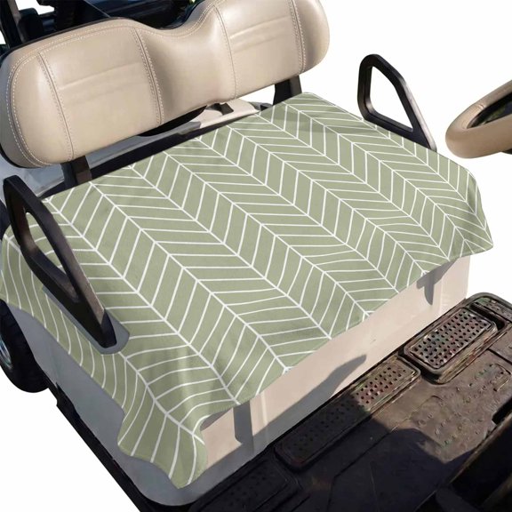 Golf Cart Seat Cover Sage Green Chevron Stripes Club Car Golf Cart Seat Covers Soft Absorbent Golfcart Towel Blanket Modern Geometric Texture Golf Seat Covers for Cart Fits 2 & 4 Passenger 51"x31"