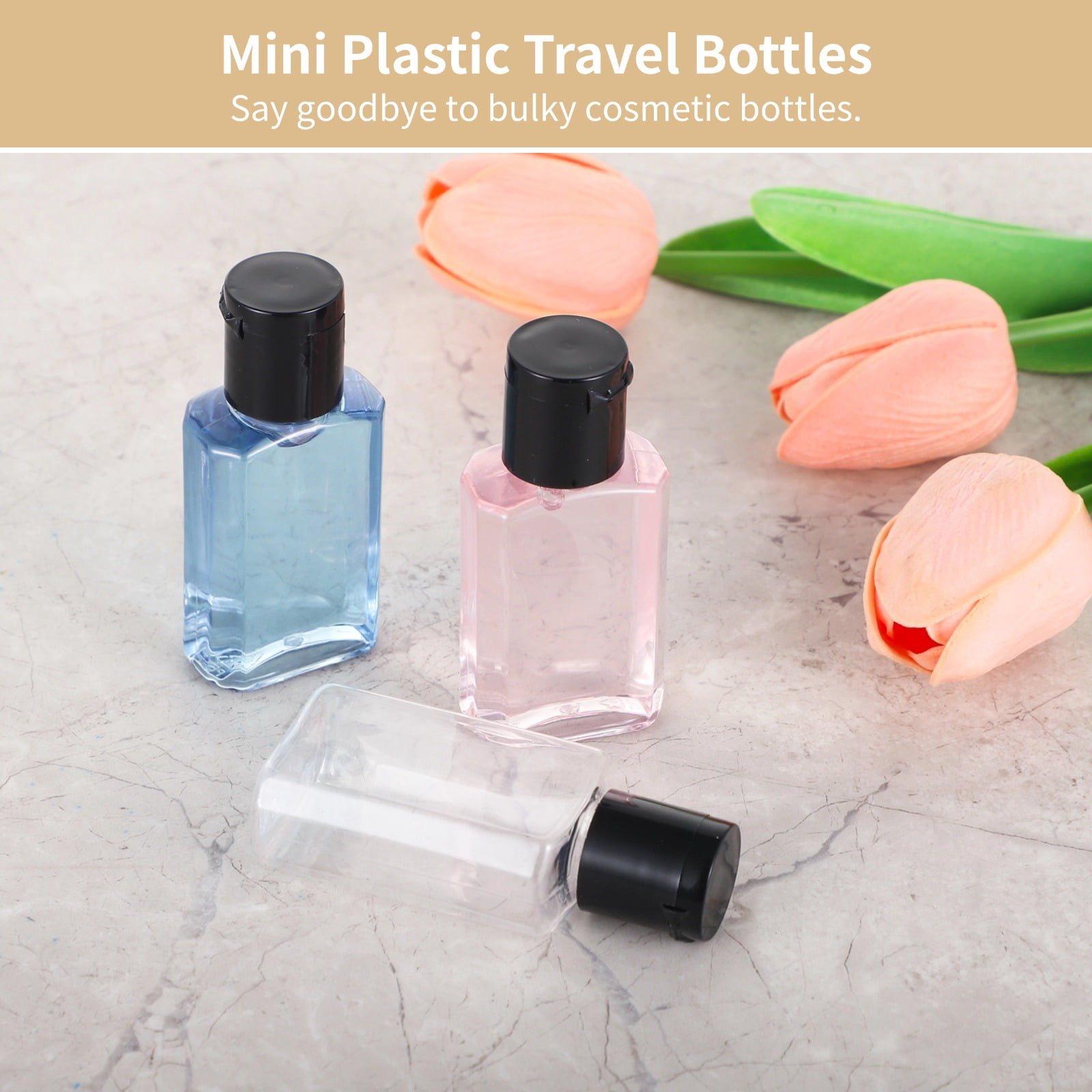 100 Pcs 1 oz Travel Bottles - Hand Sanitizer Bottle Mini Clear Bottles with Flip Caps, Portable Empty Refillable Containers for Shower Gel, Face Creams, Body Lotions