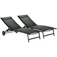 thumbnail image 2 of Outsunny Set of 2 Outdoor Chaise Lounge Chairs with 5-Level Adjustable Backrest, Wheels, 2 Piece Pool Loungers, Suntanning Furniture, Black, 2 of 9