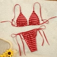 thumbnail image 6 of Pounoo Womens Bikini Sets Triangle Top Striped Textured Two Piece Swimsuits Casual Slim Fit Lightweight Soft Comfy Beach Wear Gift, 6 of 9