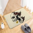 thumbnail image 1 of Alfombrilla de puerta con estampado de franela de calavera de Halloween, alfombrilla antideslizante absorbente para baño Wmkox8yii HFSH5503, 1 of 1
