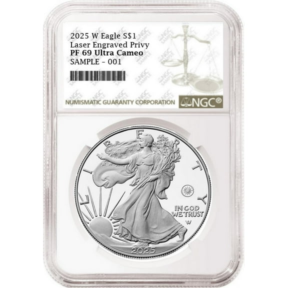 2025 W Laser Engraved Privy Proof Silver Eagle NGC PF69 Brown