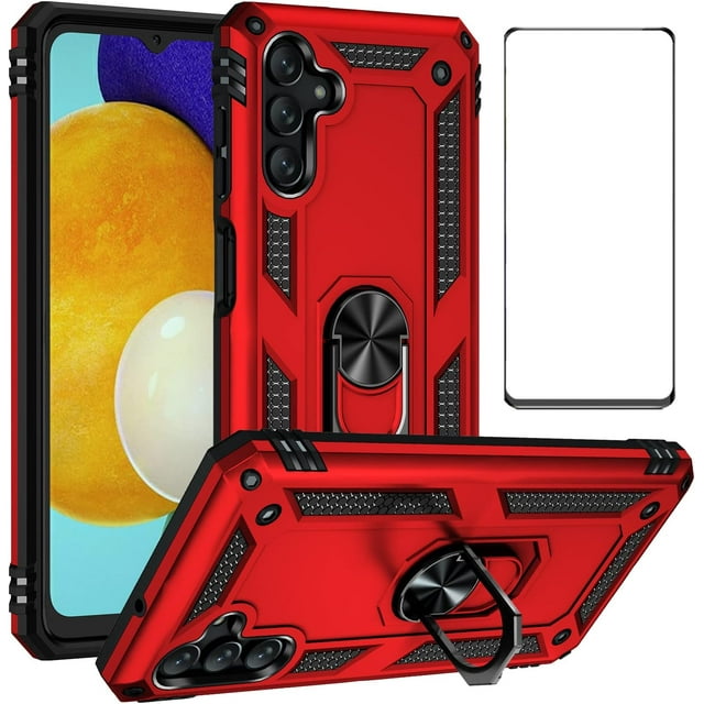 for Samsung Galaxy A13 5G Case with Screen Protector,Ring Kickstand Military Grade Protective Shockproof Armor Dual Layer Protection Defender Back Cover Phone Case for Galaxy A13 5G