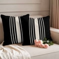 thumbnail image 3 of Pack of 2 Outdoor Pillow Covers,Waterproof Black Beige Striped Throw Pillow Covers,Modern Farmhouse Retro Lines Decorative Pillowcases Cushion Covers for Patio Couch Pillow Sham Protector 20x20 Inch, 3 of 8