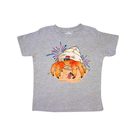 

Inktastic 4th of July Hermit Crab with Flag and Fireworks Gift Toddler Boy or Toddler Girl T-Shirt