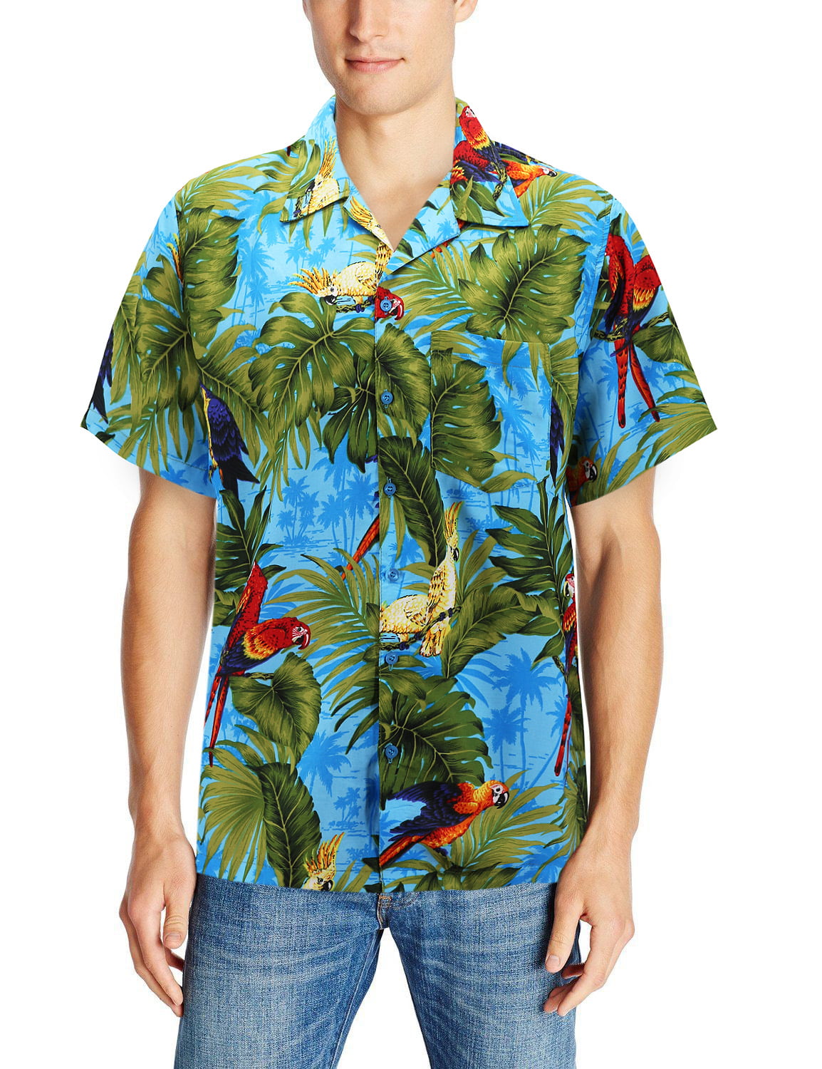 Vkwear Men S Casual Tropical Hawaiian Luau Aloha Revere Beach Button