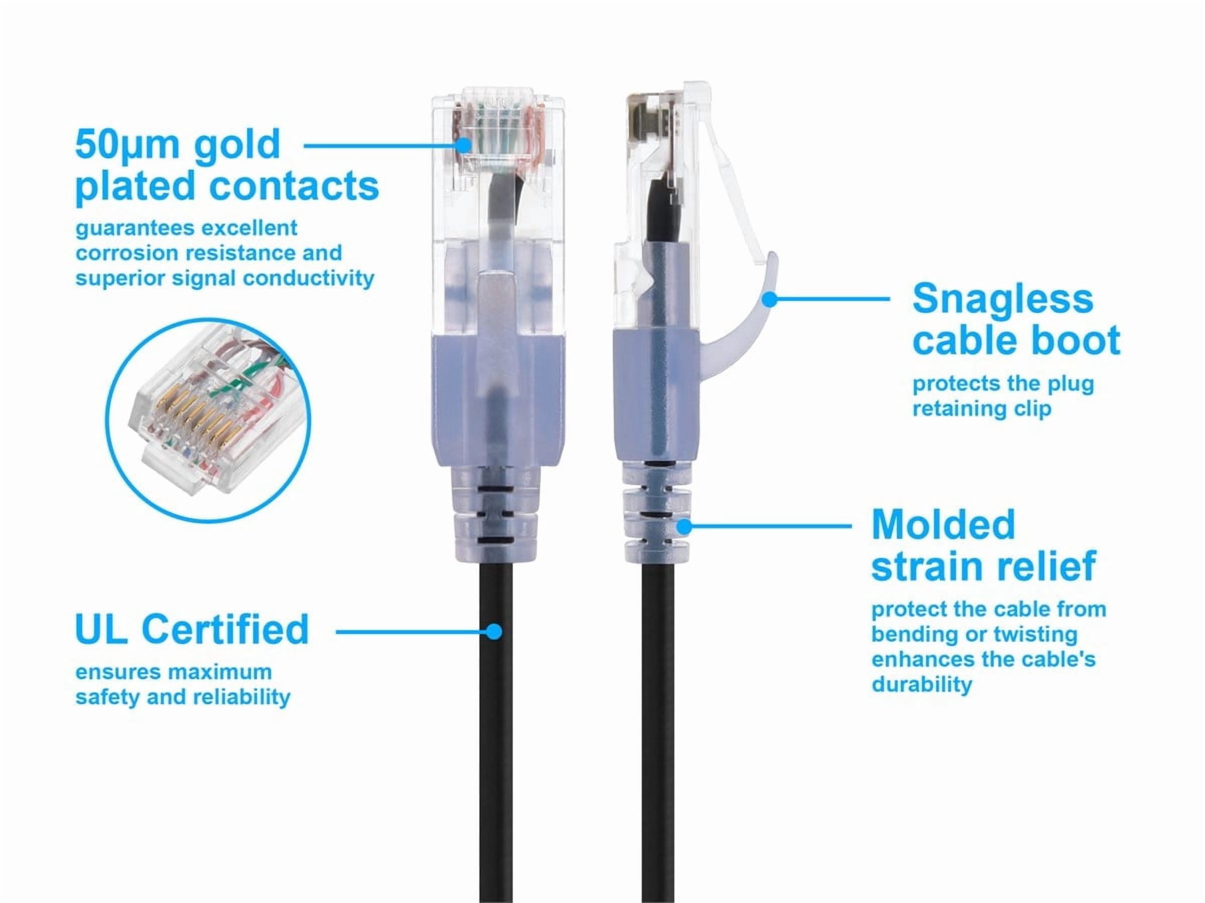 Monoprice Cat6A Ethernet Patch Cable - 10 Feet - Black | Network Internet Cord - RJ45, 550Mhz, UTP, Pure Bare Copper Wire, 10G, 30AWG, 10-Pack - SlimRun Series