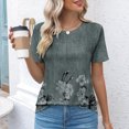 thumbnail image 2 of Hrsba Ladies Tops and Blouses,Summer Print Pleated Short Sleeve Crewneck Casual Ladies T Shirts Blouses, 2 of 5