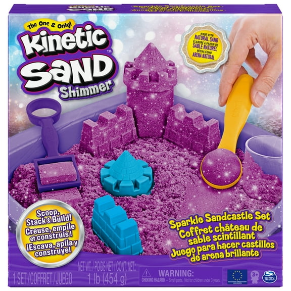 Kinetic Sand Sparkle Sandcastle Set w/ 1lb Purple Shimmer Kinetic Sand