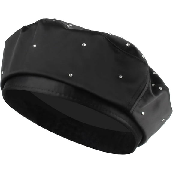 YooGuoGuo Women Rhinestone Fall Spring Winter PU Leather Beret French Style Artist Hat Black