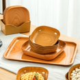 thumbnail image 3 of 1/6 Pcs Kitchen Wooden Grain Plastic Square Plate Flower Pot Cup Coaster Plate Kitchen Spit Dish Plate Coaster Serving Plate 6 Pcs, 3 of 5