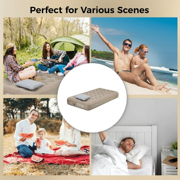 Single Camping Air Bed Set Blow up Bed and Pillow Inflatable Air Mattress with Built in Electric Pump 75 x 39 x 9.8 Inches Sleeping Pad Portable Airbed for Home Picnics Beach Trips