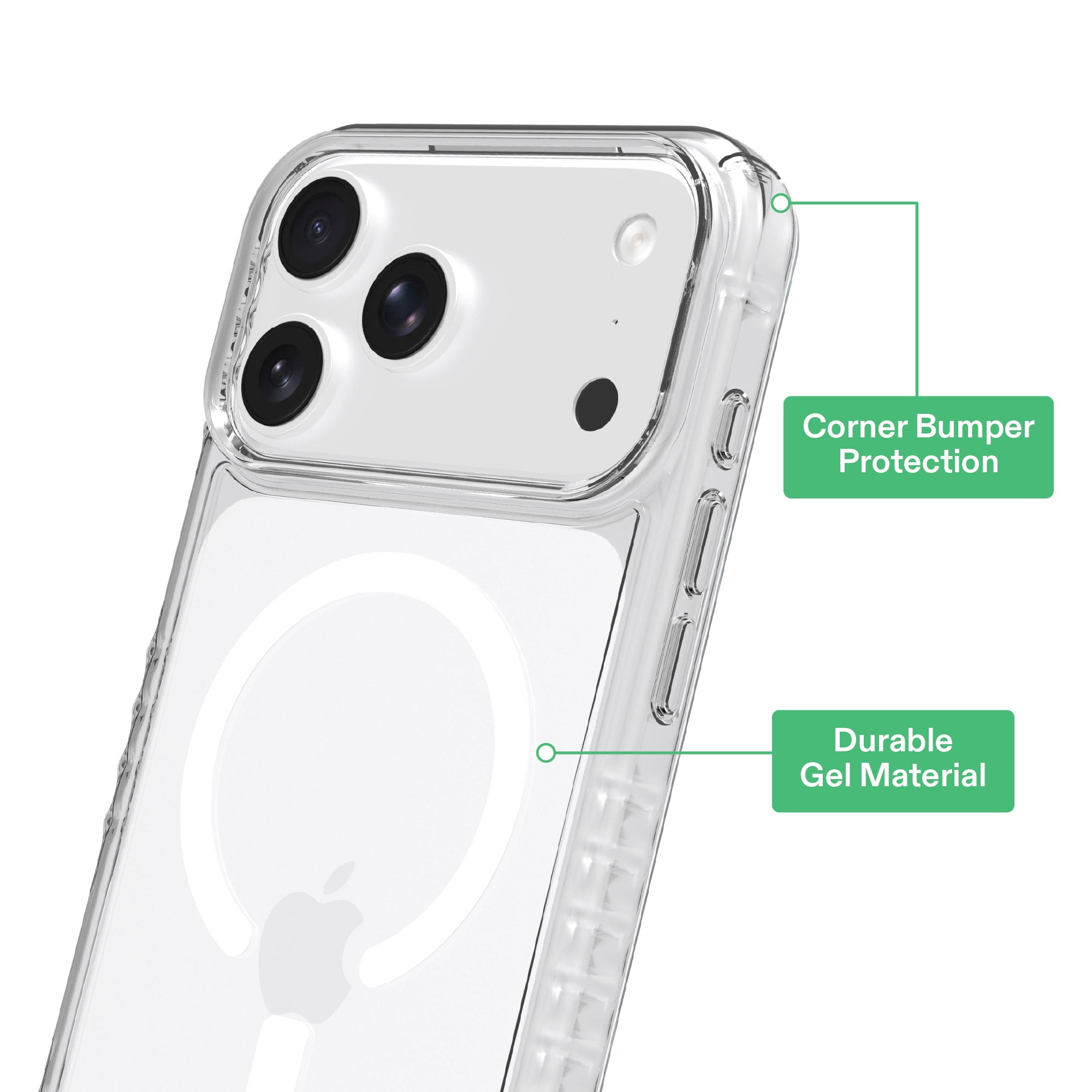 onn Protective Gel Phone Case for iPhone 18 Pro Max / 17 Pro Max, MagSafe Compatible - Clear
