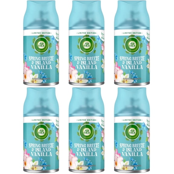 Air Wick Spring Breeze & Island Vanilla Scent Automatic Air Freshener 8.5 Oz 6pk