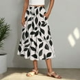 thumbnail image 2 of Summer Midi Skirts for Women Trendy Elastic Waisted Ruffle Printed Flowy Midi Long Skirts Women Casual Daily Flowy Dresses Khaki M, 2 of 6