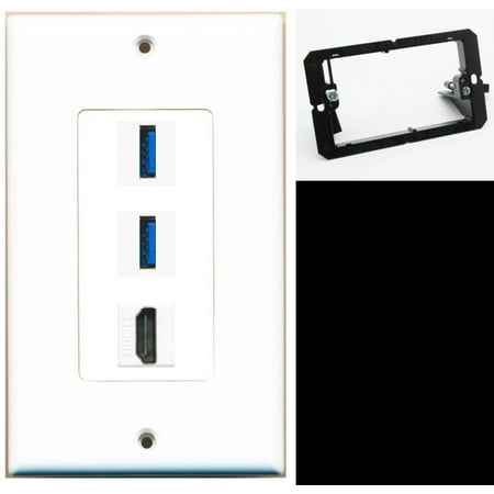 

RiteAV 2 Port USB 3.0 A-A HDMI Wall Plate DecorZ w/Mounting Bracket