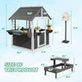 thumbnail image 2 of Ktaxon Kids Outdoor Playhouse, Modern Wooden Playhouse, Indoor and Outdoor Cottage Play House with Picnic Table Set, Sink Toys, Mailbox, Flowerpot Holders, for Kids Ages 3+, Gray & White, 2 of 7