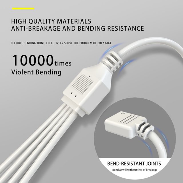 Controlador ARGB 5V 3PIN a SATA Cable de extensión de interfaz para ventilador con caja PC blanca