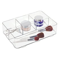 iDesign Interlocking 4-Section Drawer Organizer for Kitchen, Bathroom, or Desk Drawers, Clear