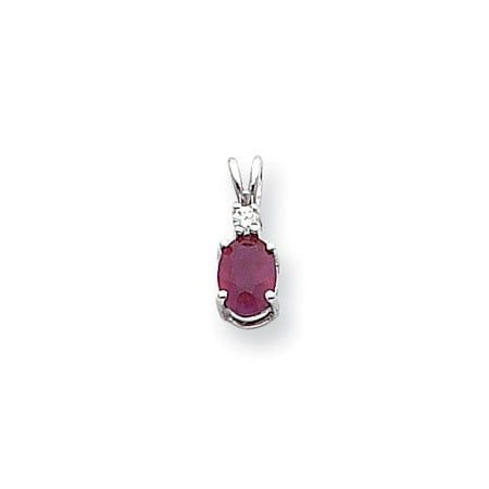 14k White Gold Ruby Diamond pendant. Carat Wt- 0.052ct. Gem Wt- 1.11ct