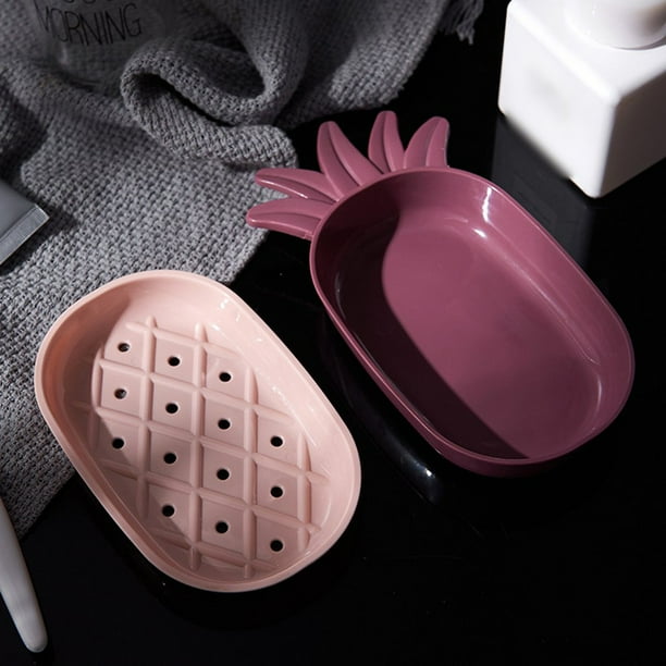 2 PACKS Double Layer Drainage Soap Box Creative Pineapple Shape Soap Drain Soap Storage Box Bathroom Supply Soap Dish