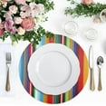 thumbnail image 4 of Coolnut Mexican Blanket Stripes Round Placemat Set of 6, Non-Slip Heat Resistant & Waterproof Plate Pads for Dinner Table Table Placemats, 15.4 in Home Decor, 4 of 6