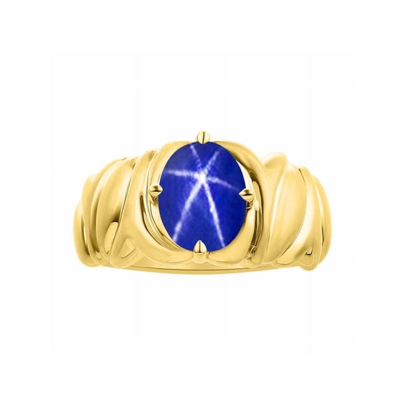 *RYLOS Solitaire Gemstone Blue Star Sapphire Ring - September Birthstone*