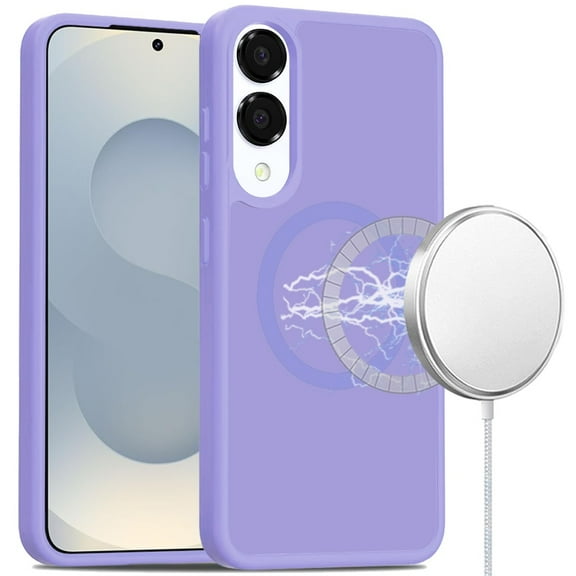 For Samsung Galaxy s25 Edge [Magnetic Circle] Smooth Safe Matte Feel Hybrid Case - Light Purple