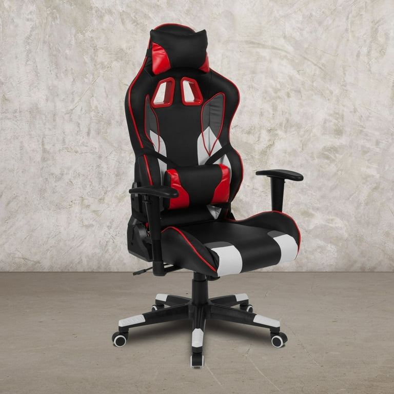 Flash Furniture Ergonomic Gaming Chair with 4D Armrests, Headrest, & Lumbar  Support-Black/Red