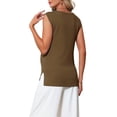 thumbnail image 3 of INSPIRE CHIC Women's Maternity Spring Top Short Sleeve Pullover Tops Basic Ribbed Knit Slim Fitted Casual Shirts 2026 S Coffee, 3 of 5