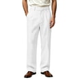 thumbnail image 2 of yeiolnoer Mens Dress Pants Comfortable Work Pants Straight Leg Loose Pants with Pockets Business Casual Outfits(White,X-Large), 2 of 7