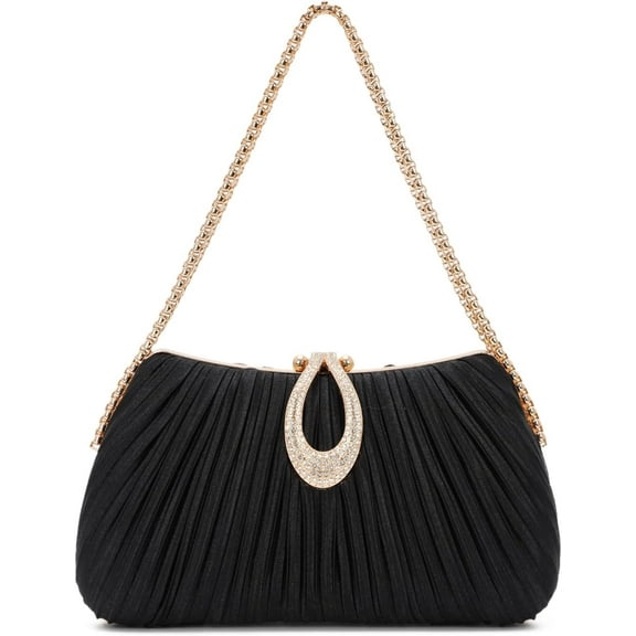 Clutch Purses for Women Formal Black Clutch Evening Bag Wedding Party Bag Satin Dressy Handbag