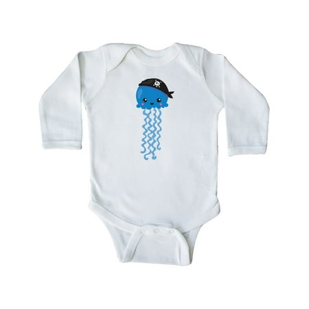 

Inktastic Blue Jellyfish With Pirate Hat Pirate Jellyfish Gift Baby Boy or Baby Girl Long Sleeve Bodysuit