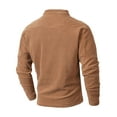 thumbnail image 4 of Men's Fleece Quarter Button Pullover Sweatshirts Casual Long Sleeve Sweater Mock Neck Fashion Tops with Kangaroo Pocket (XL, Khaki), 4 of 7