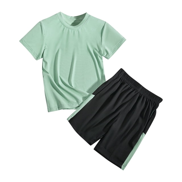 Tank Top Set for Girls, Solid Color Bubble Ruffle Trim Round Neck and Shorts 2-Piece Summer Casual Outfit for Kids