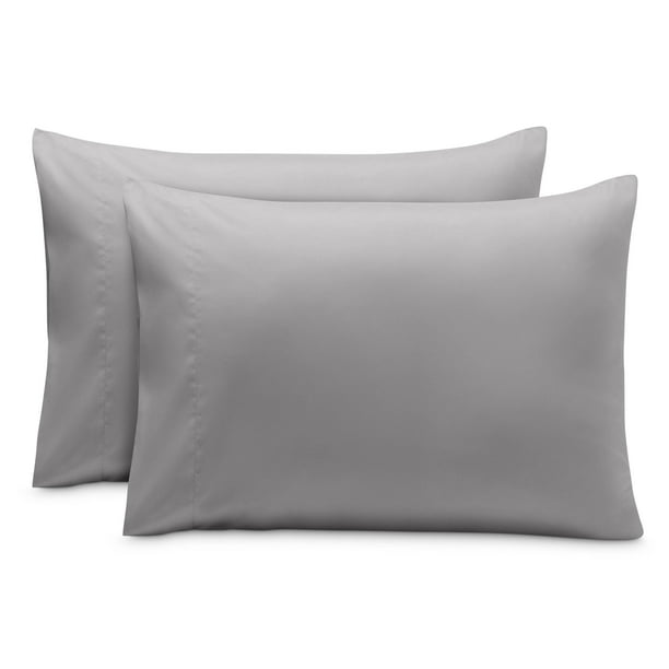 Juego de Fundas de Almohada Bare Home Cierre Tipo Sobre Colección Premium 1800 Doble Cepillado Ultra Suave Tamaño King 20 x 40 Gris Claro 2 Unidades