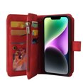 thumbnail image 2 of Allytech Zipper Pocket Case for iPhone 15, Flip PU Leather Wallet Cover with Card Slots & Hand Strap, Shockproof Kickstand Magnetic Buckle Protective Stylish Cover for iPhone 15, Red, 2 of 12