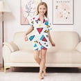 thumbnail image 6 of FORMRS Kids Short Sleeve Top and Pants Pajama Set Unisex Satin 2-Piece Sleepwear, Sizes 7-8Y, Red Triangles, 6 of 8