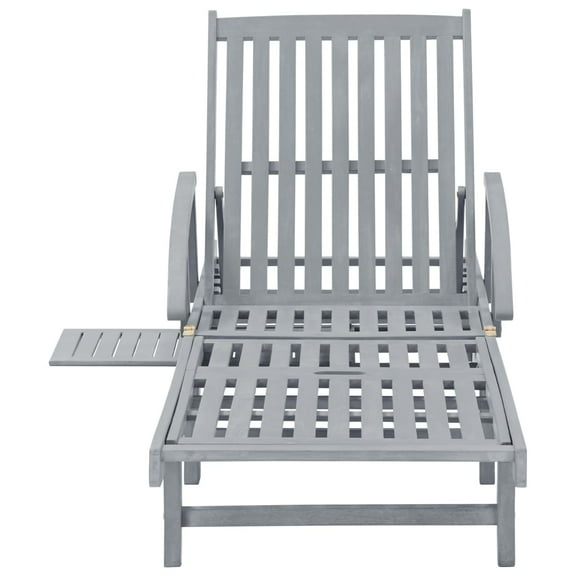vidaXL Patio Sun Lounger Gray Solid Acacia Wood