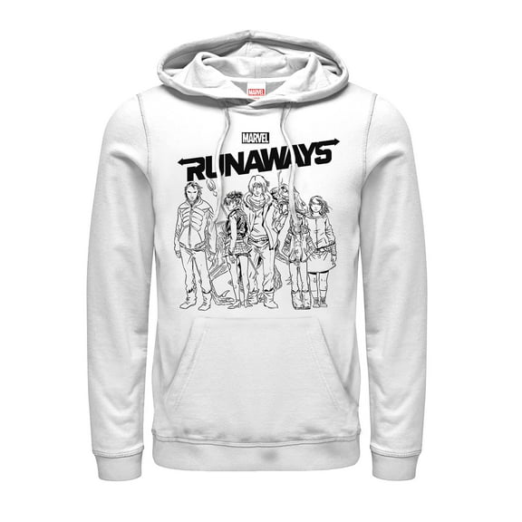 Men's Marvel Runaways Sleek Team Pull Over Hoodie White Medium