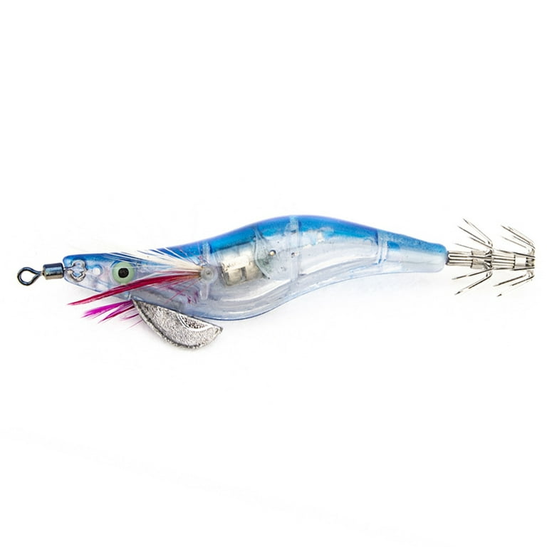 Fishing Lure LED Electronic Shrimp Squid Jig Hook Fishing Tackle (Blue)