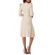 thumbnail image 3 of Vestidos de suéter de manga larga con volantes para mujer INSPIRE CHIC, cuello redondo, cintura con lazo, corte A, estilo casual, tejido de punto acanalado, vestido midi 2XL Albaricoque, 3 of 5