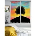 thumbnail image 2 of Mountain Tree Silhouette Sheer Curtains for Living Room Bedroom Orange Blue Sky Watercolor Sheer Curtains 72 Inch Long 2 Panels Set Light Filtering Curtain Window Treatments Drapes for Dining Room, 2 of 6