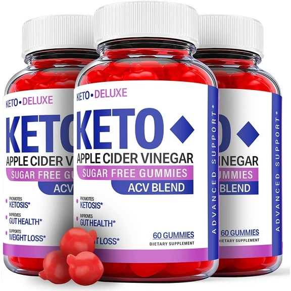 (3 Pack) Deluxe Keto ACV Gummies - Supplement for Weight Loss - Energy & Focus Boosting Dietary Supplements for Weight Management & Metabolism - Fat Burn - 180 Gummies