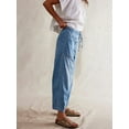 thumbnail image 5 of Women'S Casual Loose Low-Rise Denim Cropped Pants Elastic Waistband Pockets Light Blue L, 5 of 8