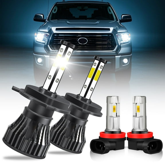 For Toyota Tundra 2014-2020 Front LED Headlight High/Low Beam Fog Light Bulbs,400% Brighter than Halogen