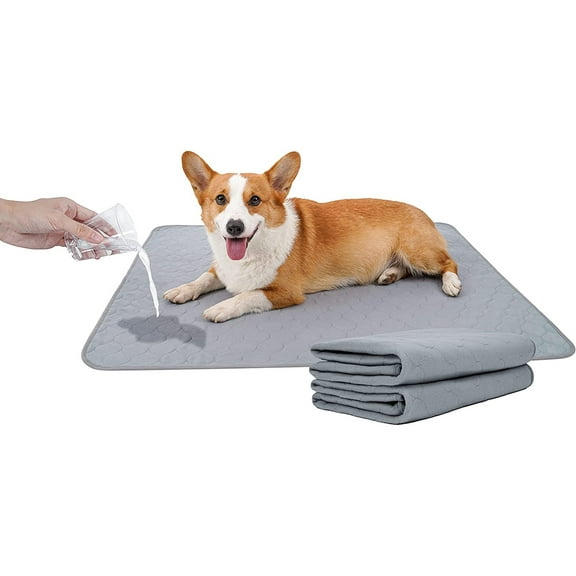 BODISEINT Washable Dog Pee Pads, Quilted Reusable Puppy Pee Pads for Dogs, Whelping Pads Dog Pen Mat Absorbent Waterproof Pet Dog Potty Training Pads for Playpen, Crate (31 x 36 Inch (2 Pack,Gray))