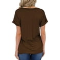 thumbnail image 5 of SDNall Summer T-Shirts for Women 2024 Fashion Summer V-Neck Leisure Short Sleeve Solid Tops Womens T-Shirts (Coffee,Sizes:S-2XL), 5 of 9